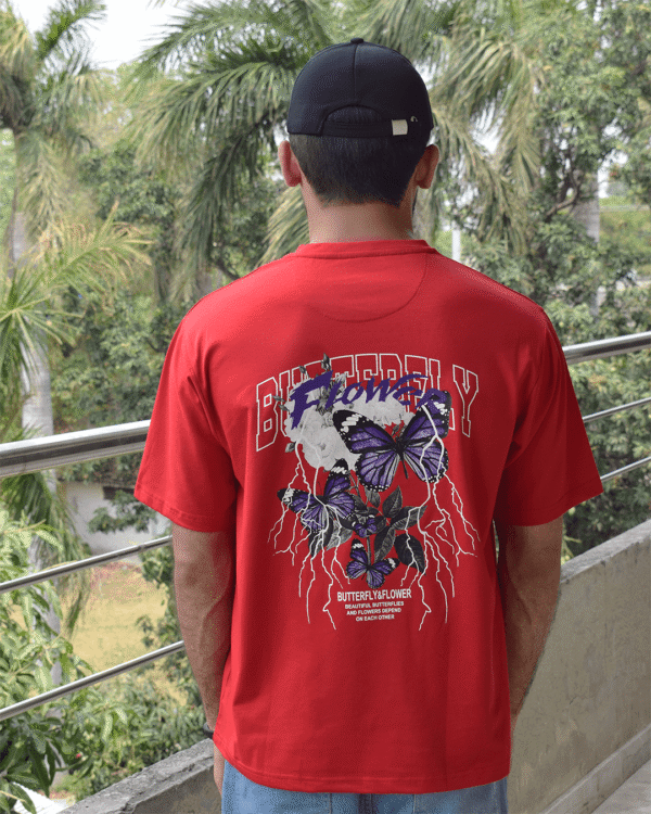 Butterfly & Flower Red T-Shirt